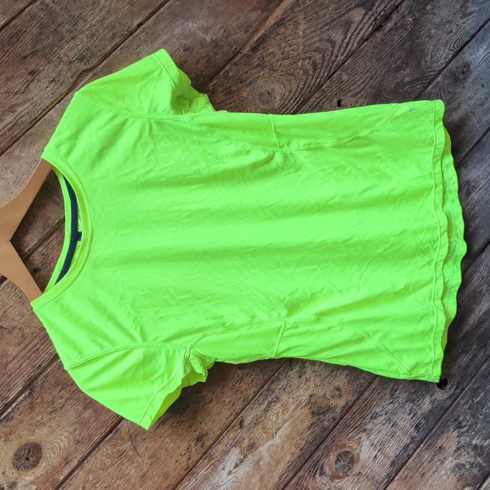 Danskin top hi-vis yellow neon t shirt large (12/14)